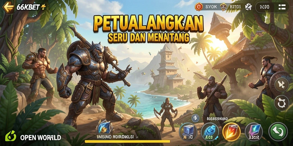 Tampilan antarmuka utama 66KBET dalam dunia Open World.