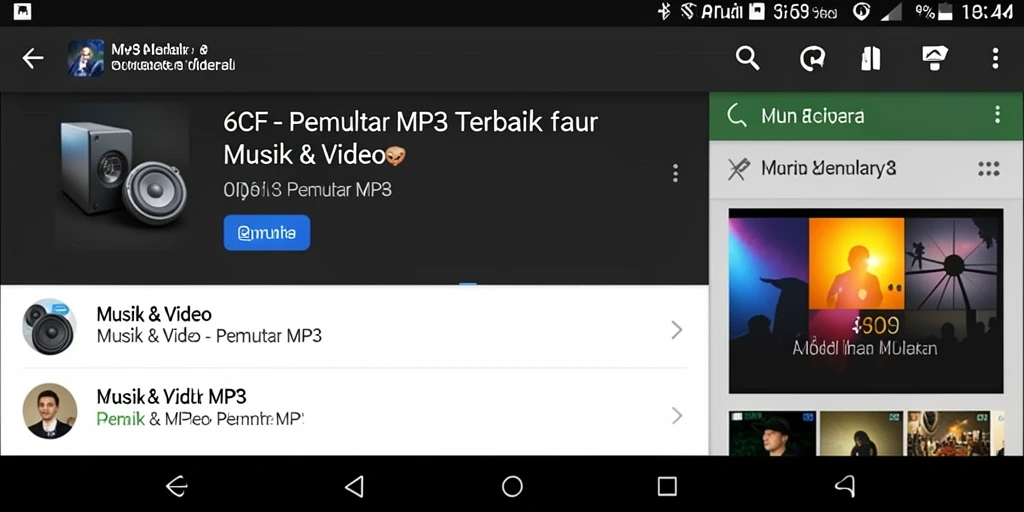 Antarmuka sederhana dan fungsional aplikasi Pemutar MP3 6CF.