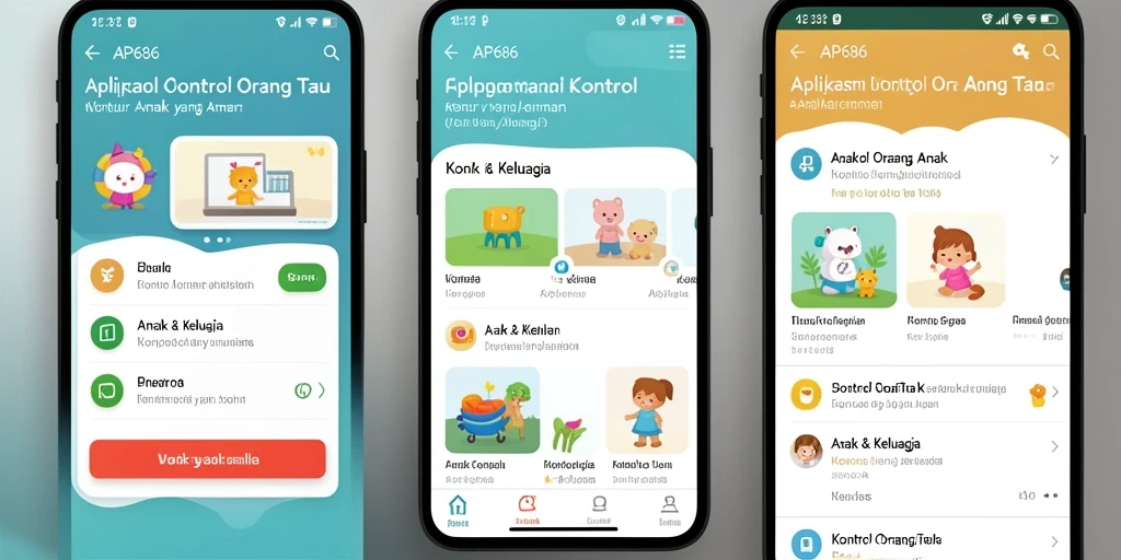 Antarmuka aplikasi AP686 dengan fitur kontrol orang tua.