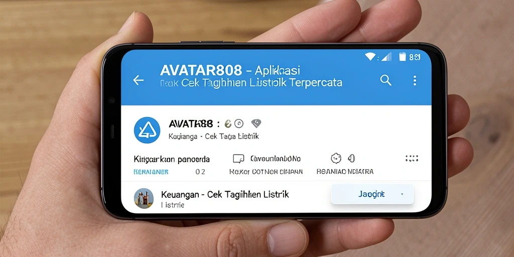 Tampilan antarmuka utama AVATAR808 untuk cek tagihan listrik.