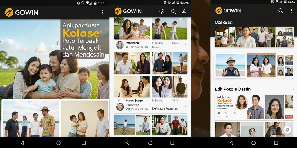 Tampilan antarmuka GOWIN dengan fitur Kolase Foto yang menarik.
