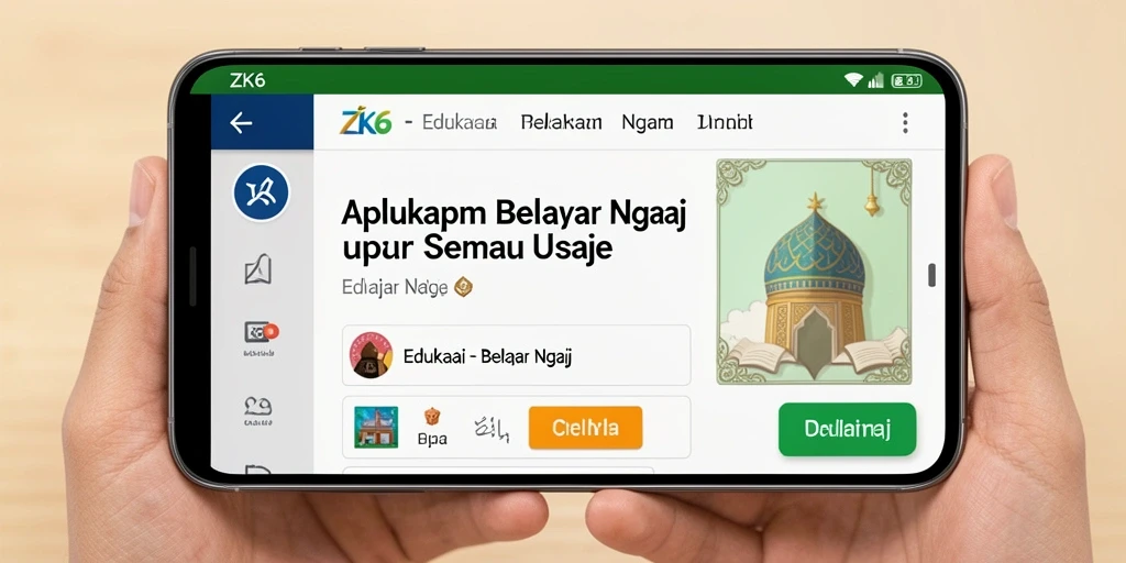 Antarmuka aplikasi ZK6 untuk belajar ngaji yang interaktif.