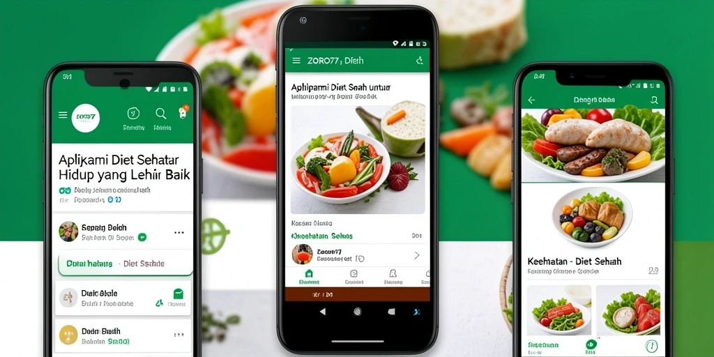 Antarmuka aplikasi ZORO77 yang intuitif untuk Diet Sehat.